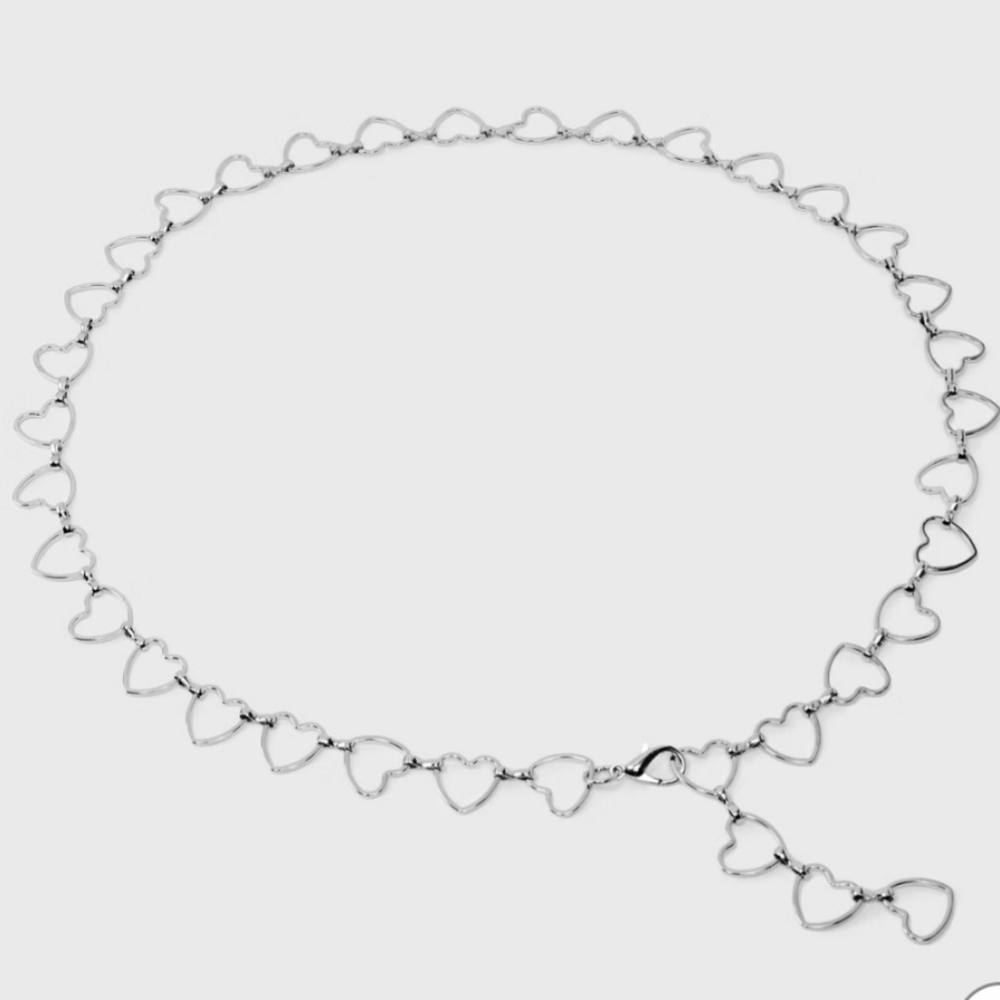 Silver Heart Chain Belt
